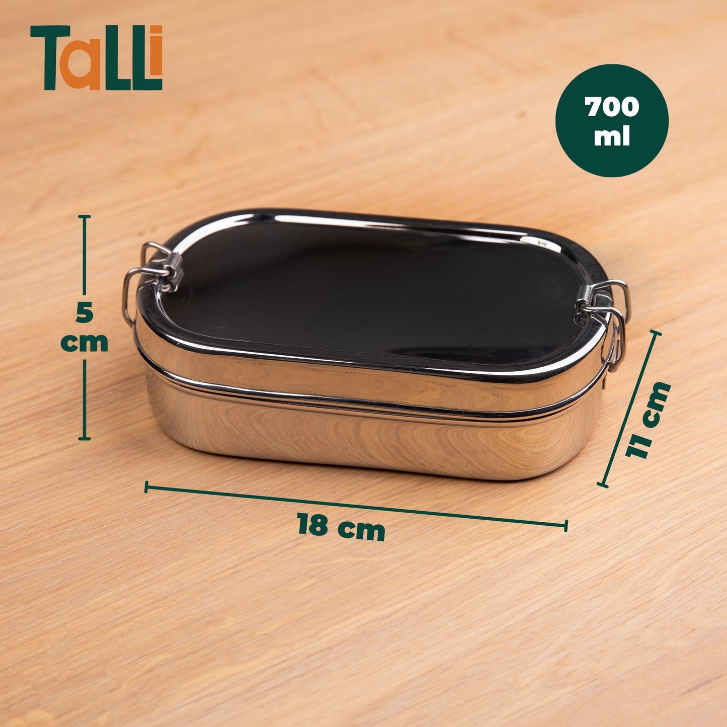 medium RVS bento lunchbox met inhoud en afmetingen