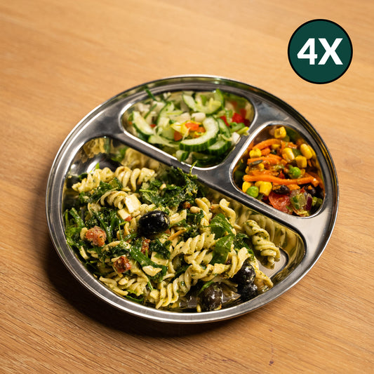 Edelstahl Kinderteller mit Fächern rund (4er Set)