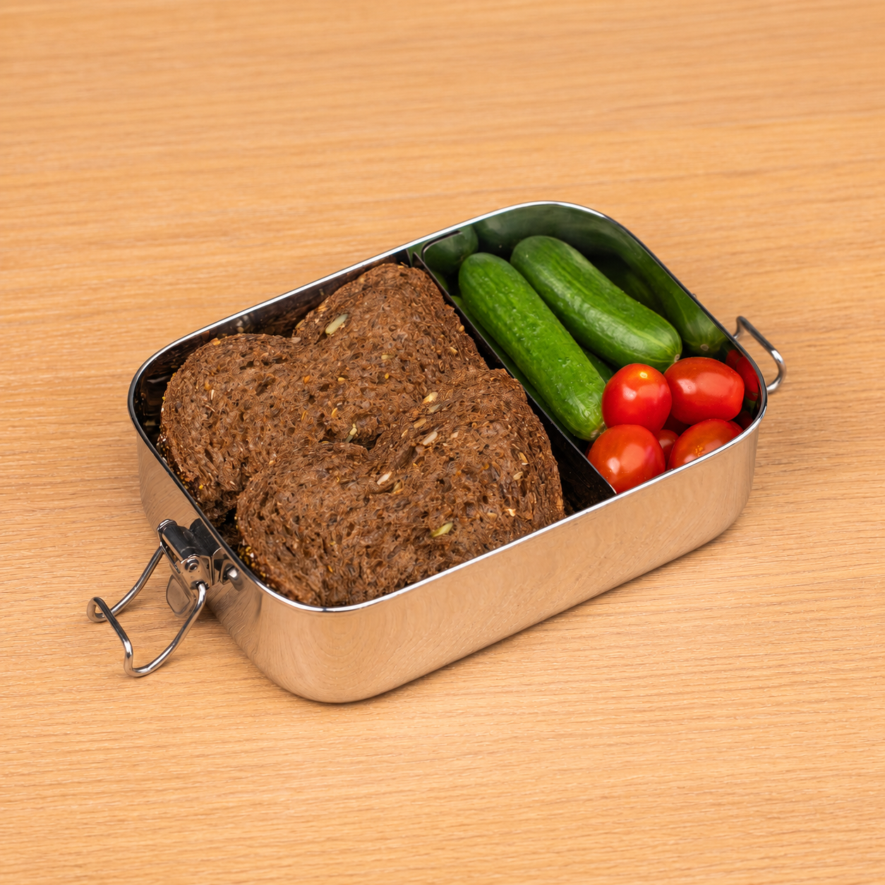 Edelstahl-Lunchbox, auslaufsicher, groß (+Trennwand)