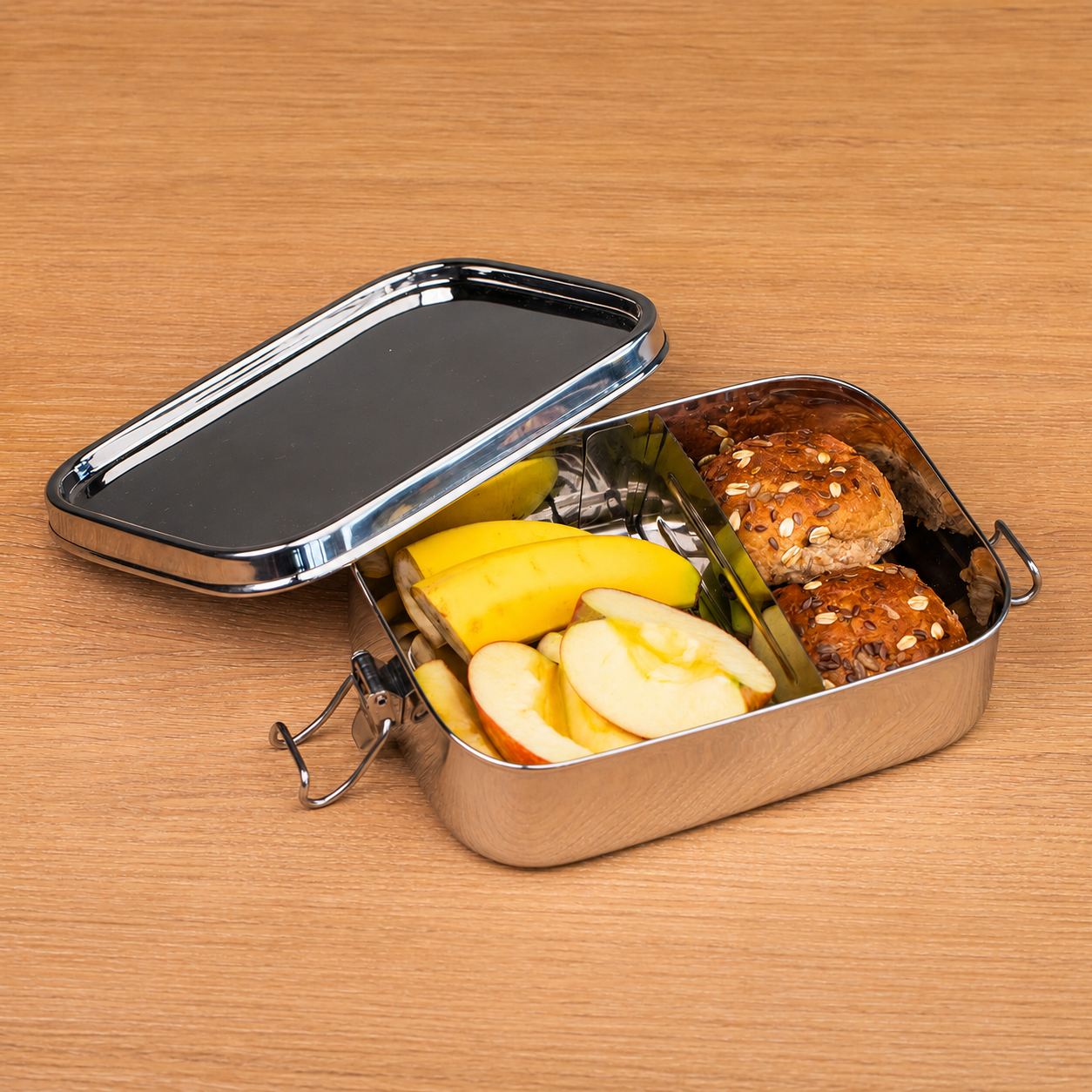 Edelstahl-Lunchbox, auslaufsicher, groß (+Trennwand)