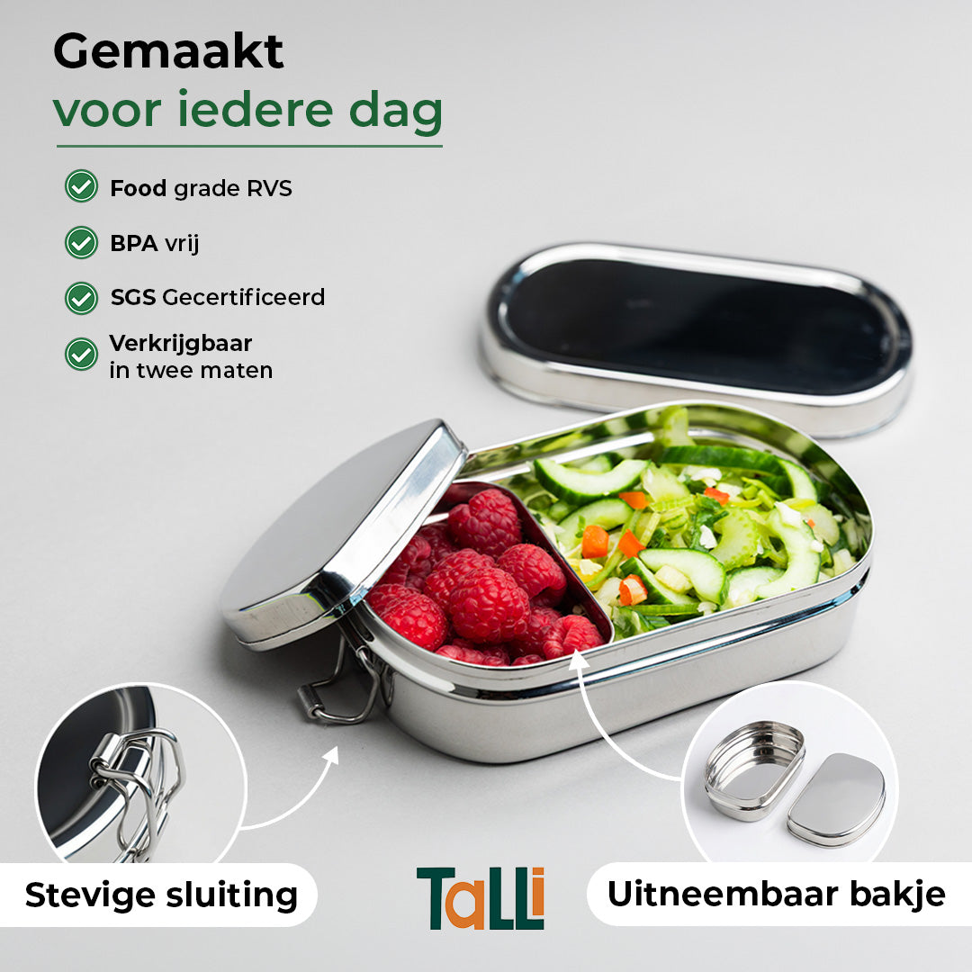 Leichte Lunchbox aus Edelstahl, oval (Bento)