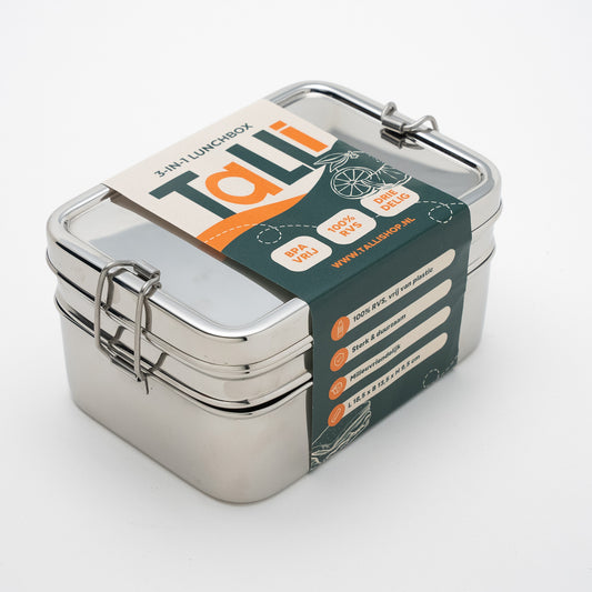 RVS bento lunchbox met talli label