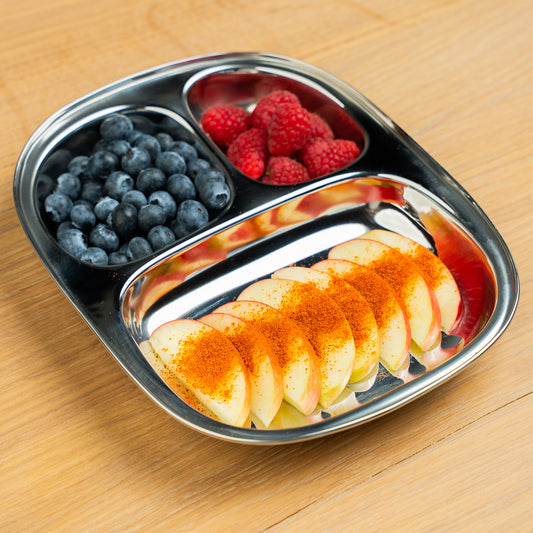 Edelstahl Kinderteller mit Fächern eckig